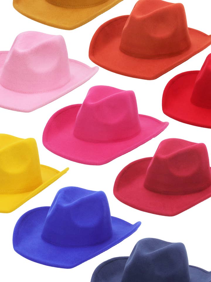 Solid enfärgad bredbrättad cowboyhatt i faux filt för wholesale av Cap Zone
