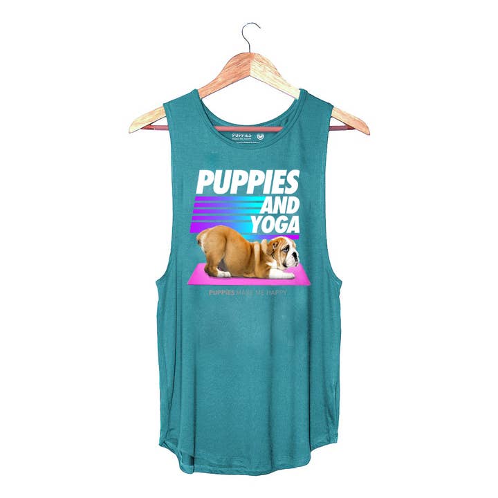 Puppies Make Me Happy – Tops – Mulher por atacado – Puppies & Yoga Versão OG | Sem Mangas1