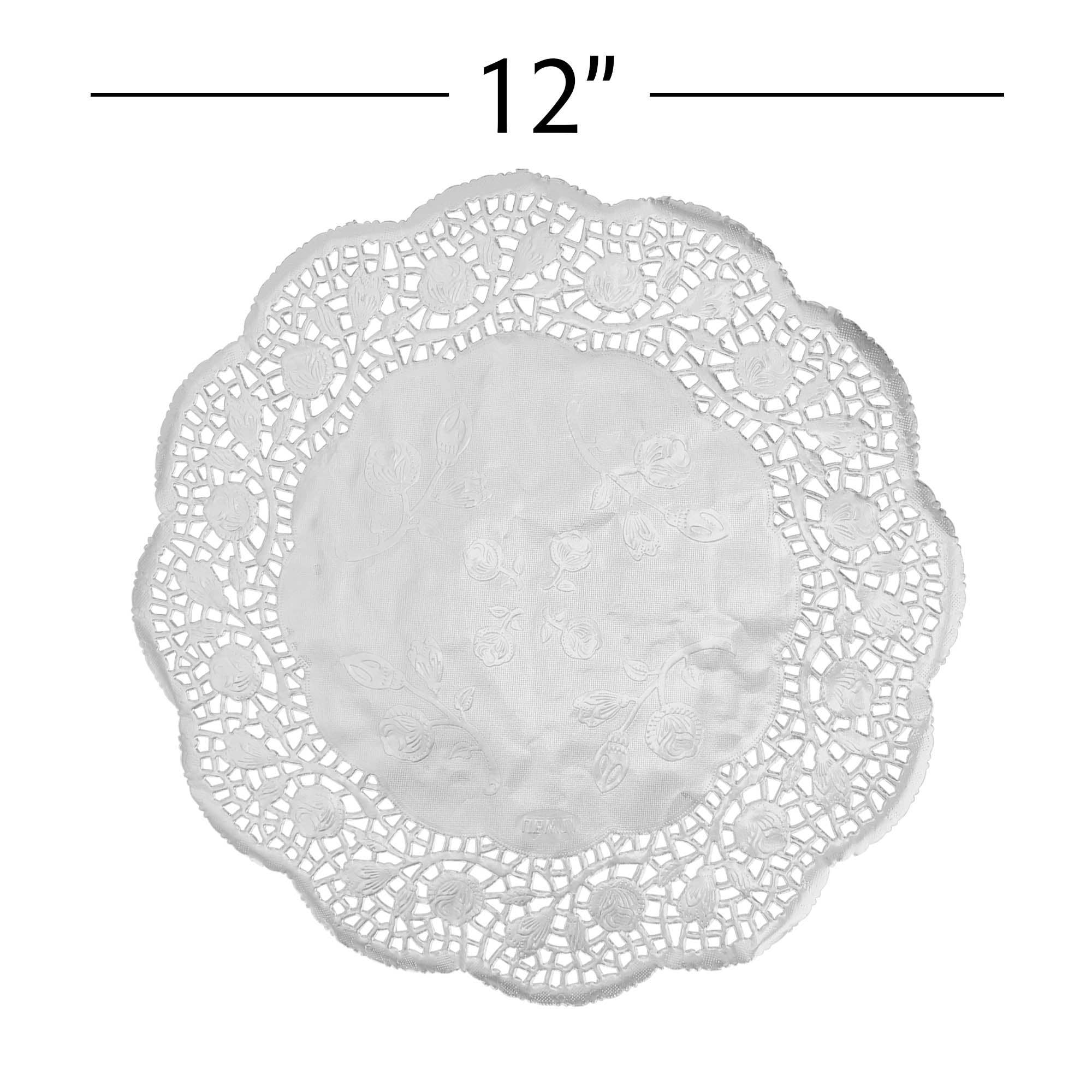 Round Lace Metallic Paper Doilies 12" - Set of 100 - Silver for wholesale on Faire3