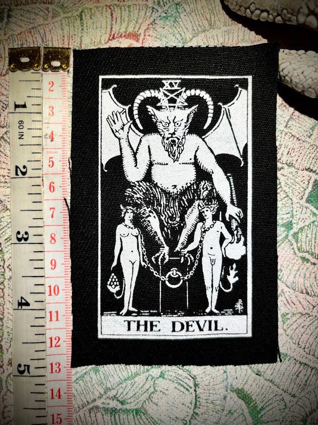 The Devil tarot card patch. for wholesale by Three Raccoons