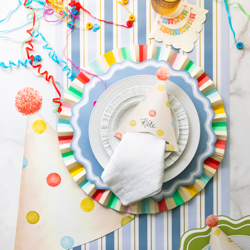 Gatherings by Curated Paperie - Venta al por mayor Manteles/corredores de mesa desechables - Camino de mesa de papel con rayas azules4