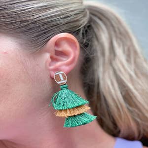 Custom Beaded Hoop Earrings Sports Team Colors for Game Day