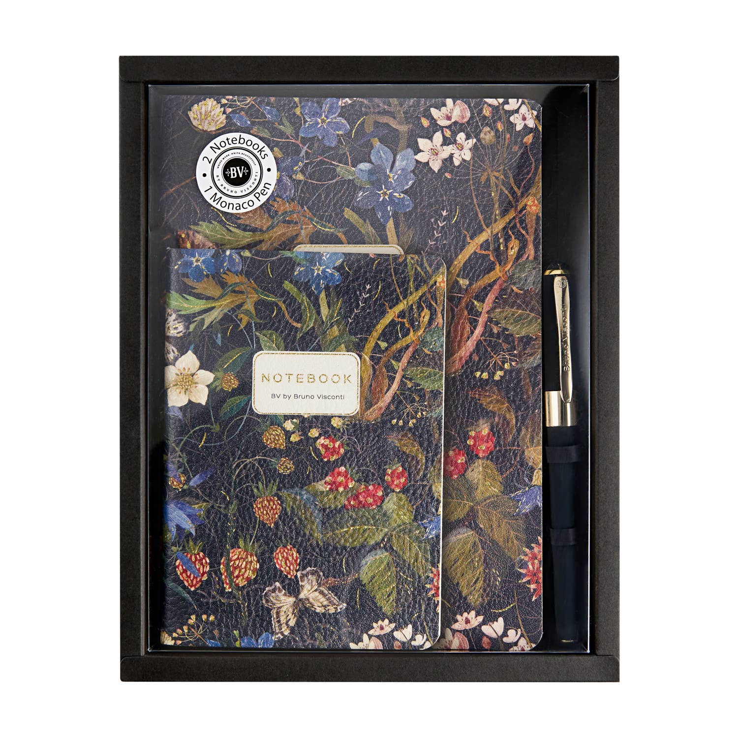 BV by Bruno Visconti - Wholesale Notebook - 3 Piece Set -Forest Flowers - 2 Notebooks + Monaco Pen0