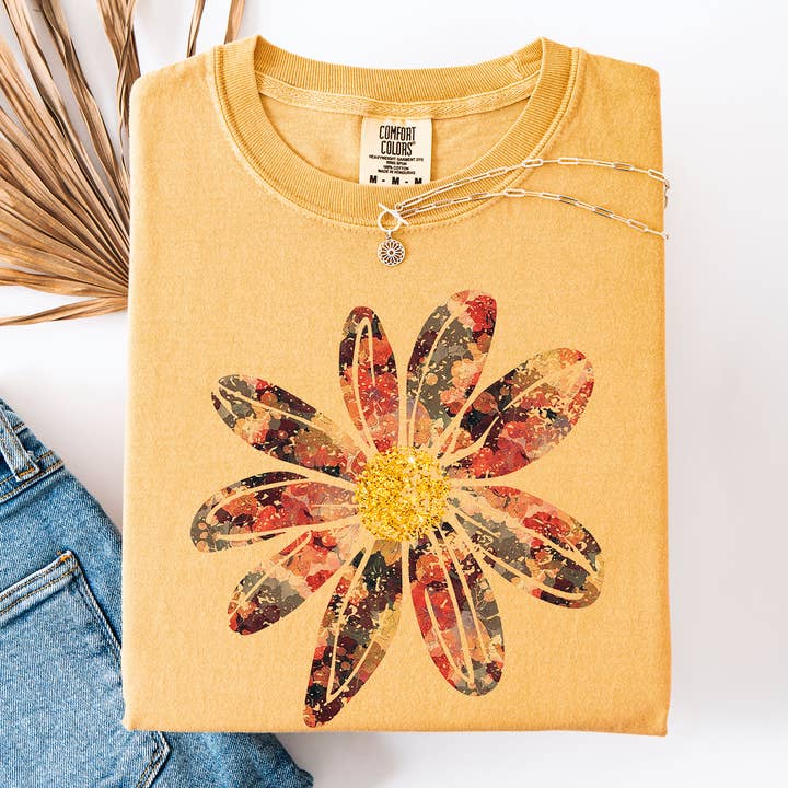 Refinery Number One LLC - Wholesale T-shirt (graphic) – unisex - Autumn Flower, Beautiful Fall Floral, Comfort Colors T-Shirt1
