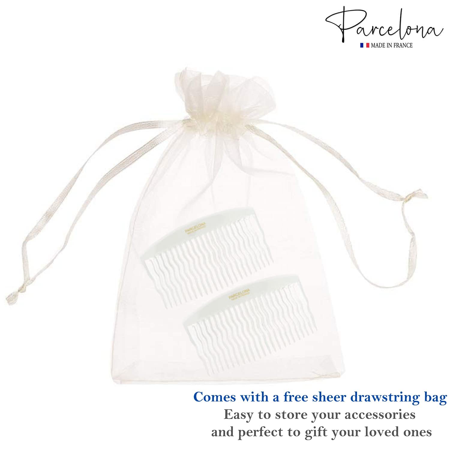 Parcelona - Wholesale Hair Brush/Comb - Parcelona French Zig Zag Small Celluloid Acetate 23 Teeth Side Hair Combs(2 Pcs)13