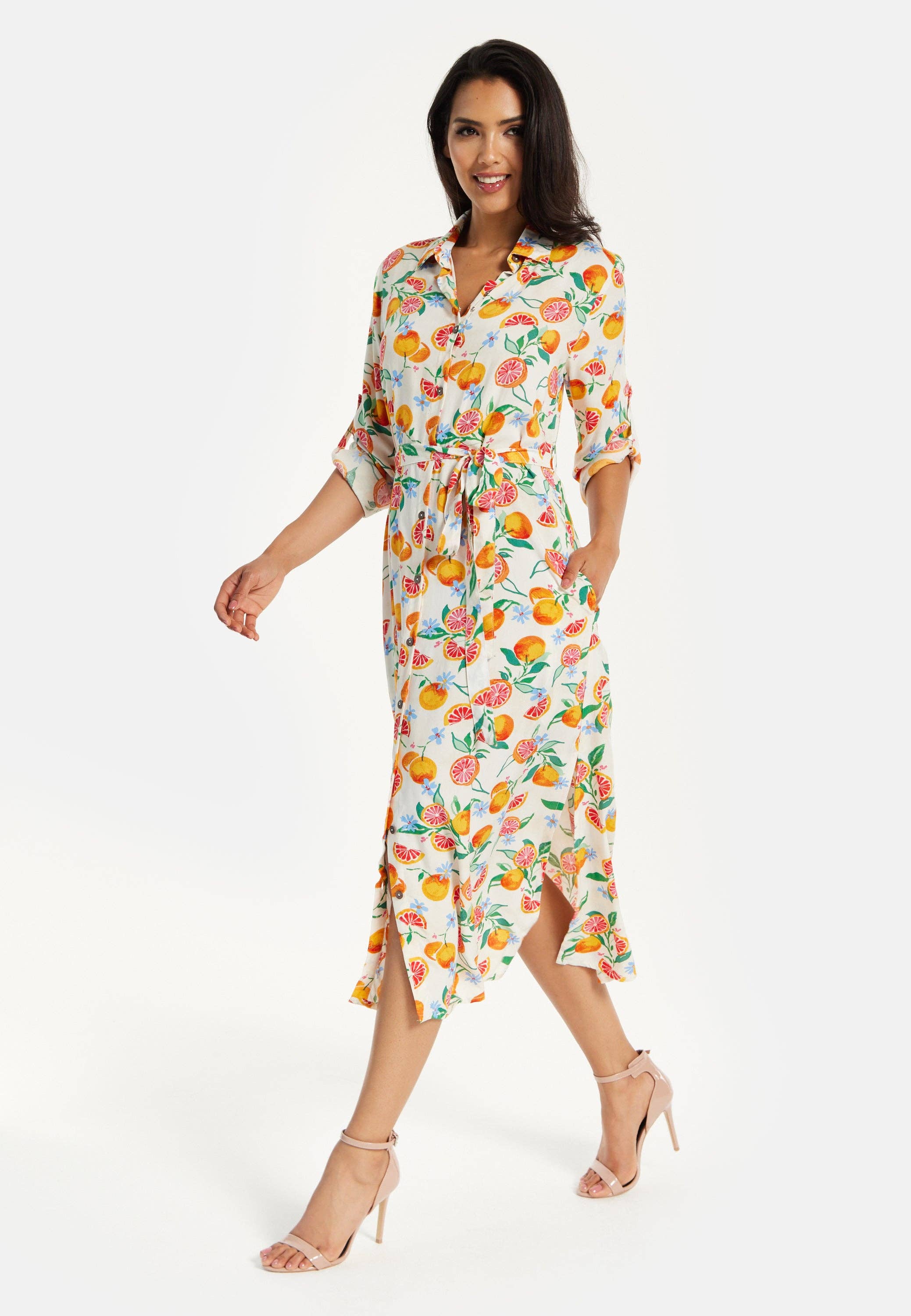 Multi coloured Liquorish Fruit Print Button Through Shirt Dress for wholesale on Faire