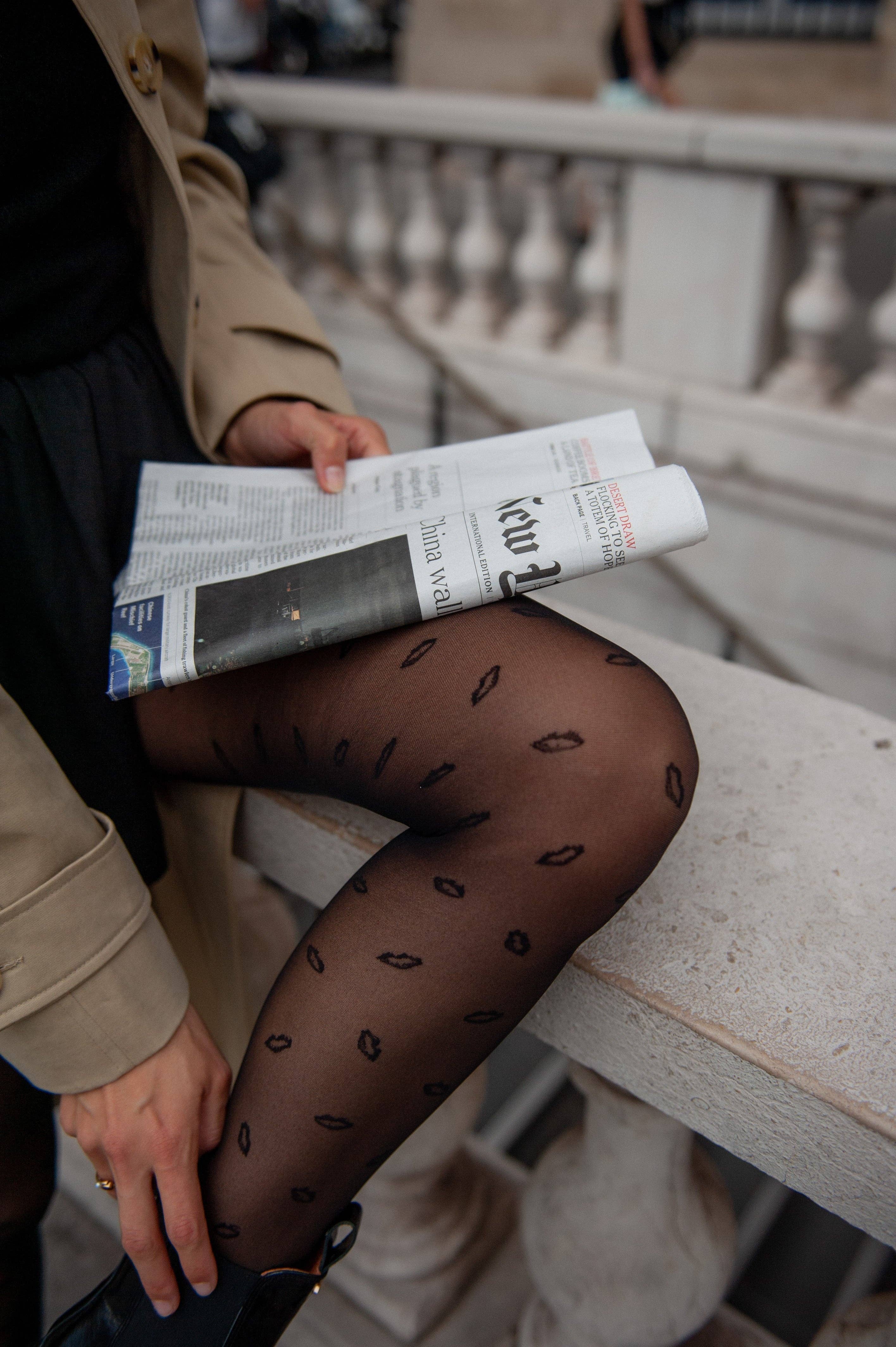 BLACK Pantyhose Kisses for wholesale on Faire1