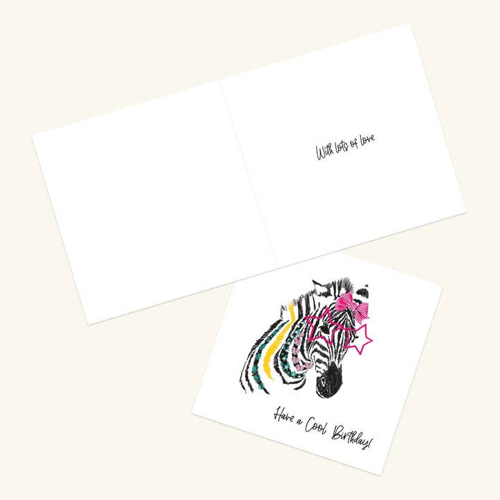 Dotty About Paper – wholesale Birthday card – Kids Birthday Card - Cool Zebra1