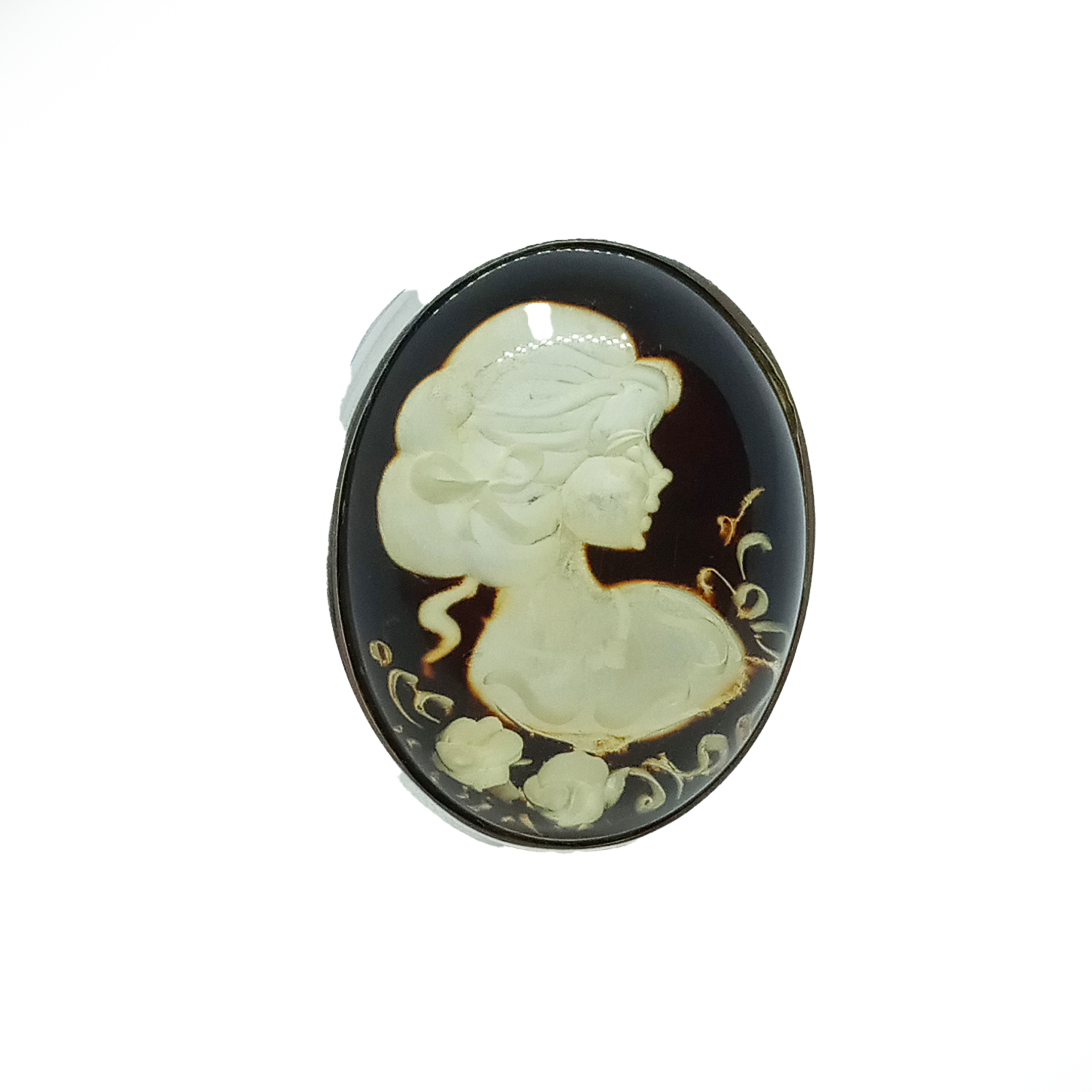 Amberman - Wholesale Cocktail/Statement Ring - Amber Cameo / Intaglio Lady Adjustable Ring0