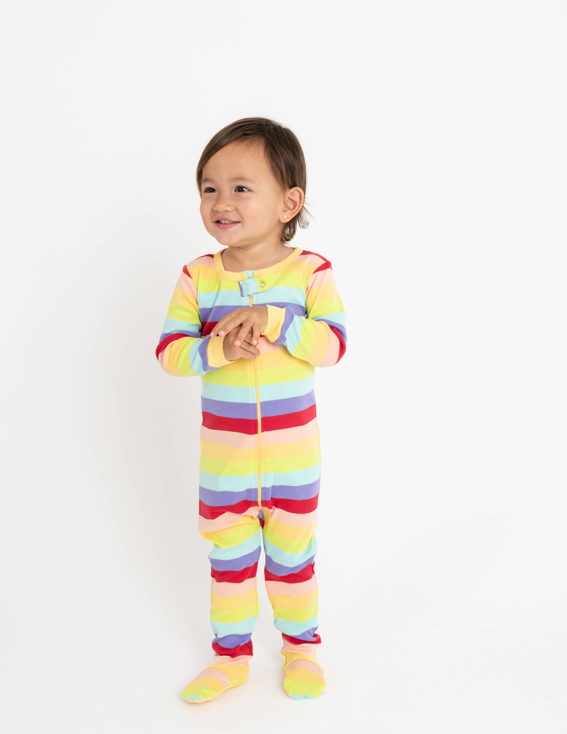 Leveret Pajamas – Großhandel Schlafanzug – Baby – Baby-Fußpyjama aus Baumwolle mit Herz- und Regenbogenmuster, Valentinstag8