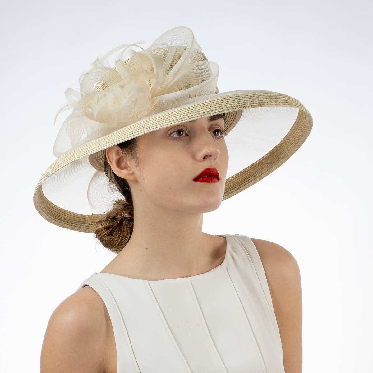 KaKyCo - Vendita all'ingrosso Cappello di paglia - Donna - Cappello di Paglia in Poliestere con Tesa in Crinolina e Fiocco a Nastro | 3018864