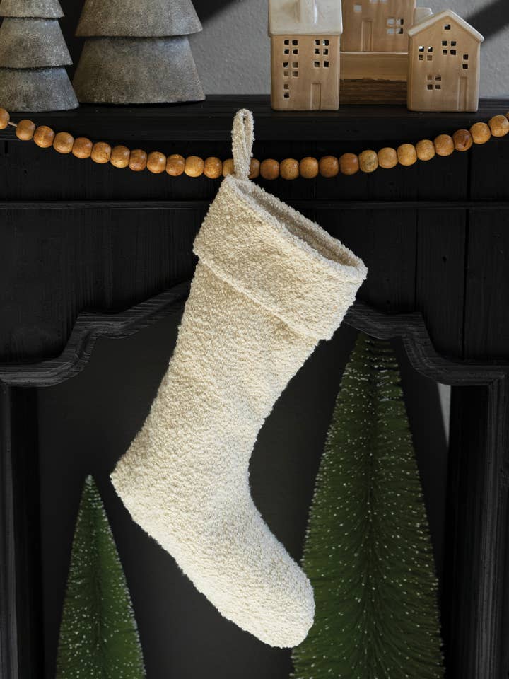 WHITE BOUCLE CHRISTMAS STOCKING for wholesale by Kalalou