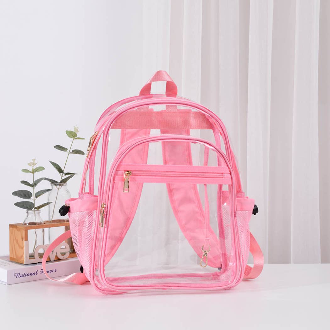 Fashion City - Wholesale Backpack - Women's - Solid Color Outlined Medium Clear Backpack0