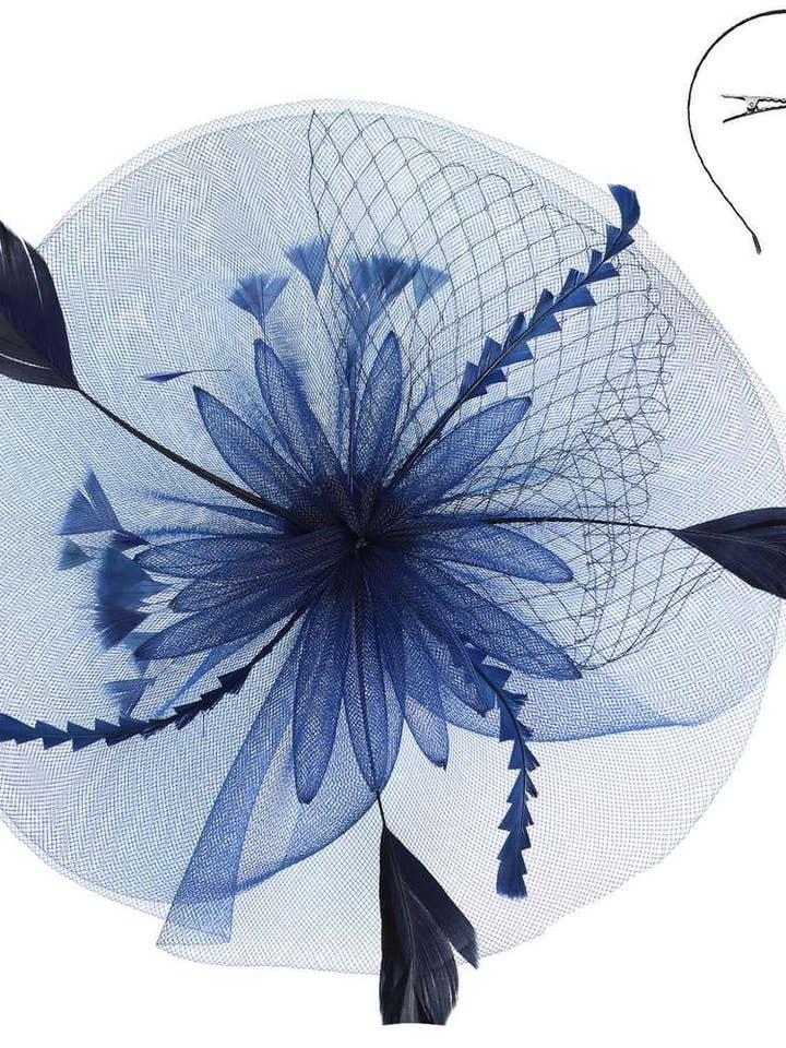 Voilette en maille à plumes florales H2944NV pour la vente par anbfashion