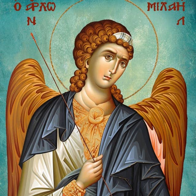 Icono del Arcángel Miguel, icono ortodoxo griego hecho a mano de San Miguel, placa de madera bizantina para venta al por mayor de TheHolyArt