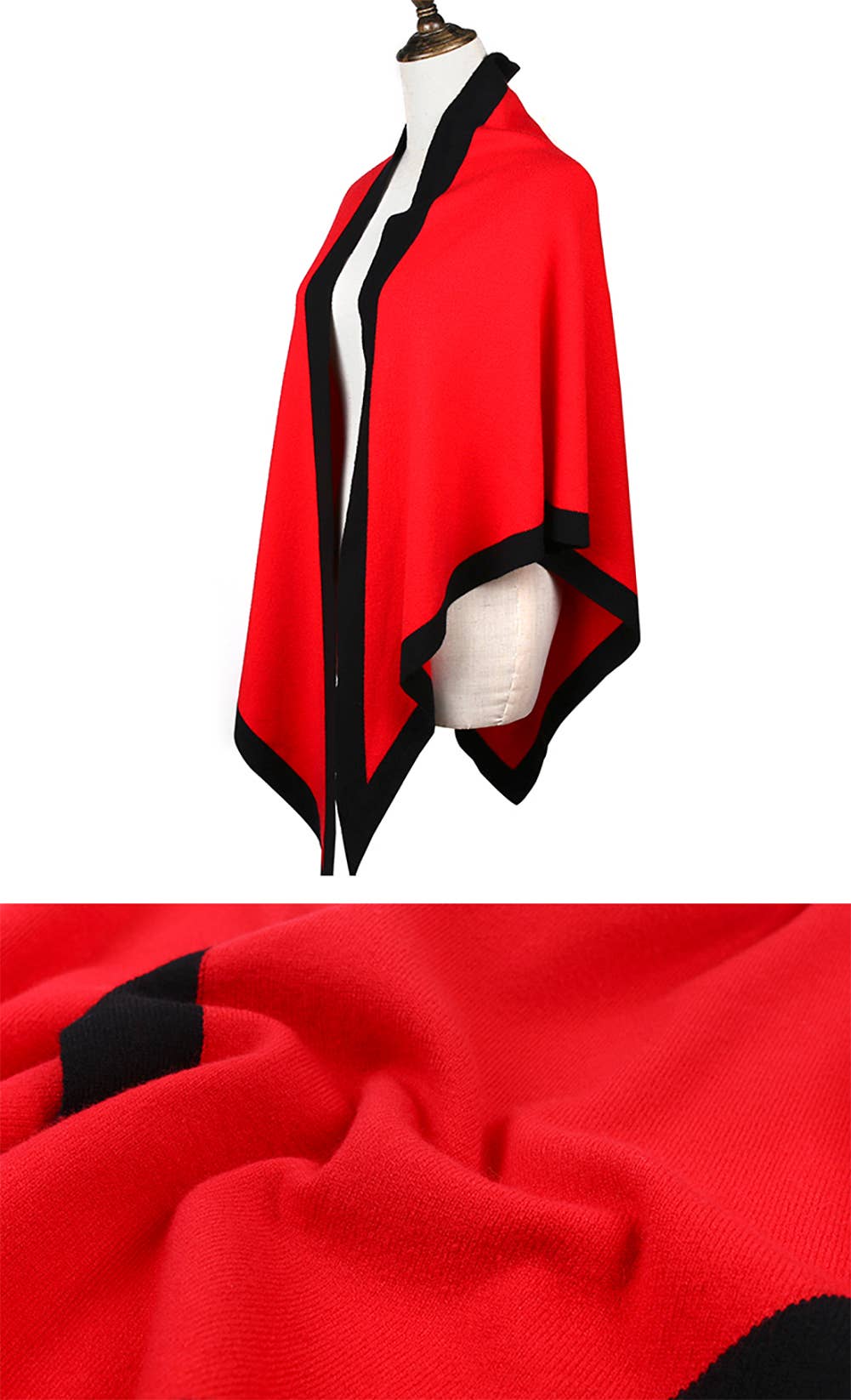 Fennco Styles - Wholesale Omslagdoek - Dames - Driehoekige omslagdoek van kasjmiermix met contrasterende randen22