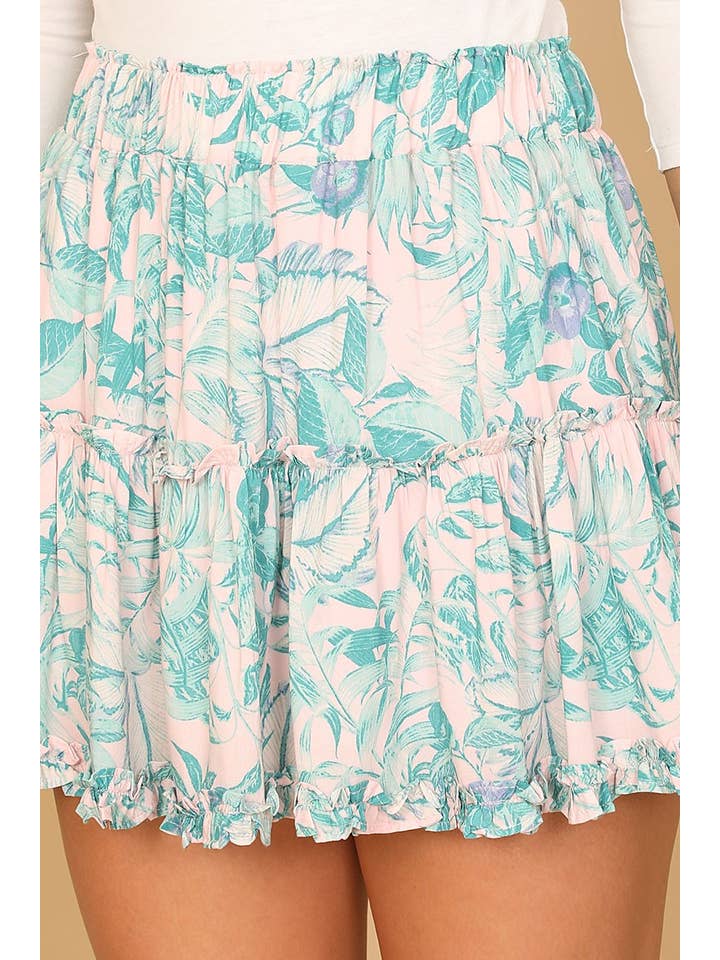 ROSA GRÖN VOLANG TROPISK MINIKJOL för wholesale på Faire4