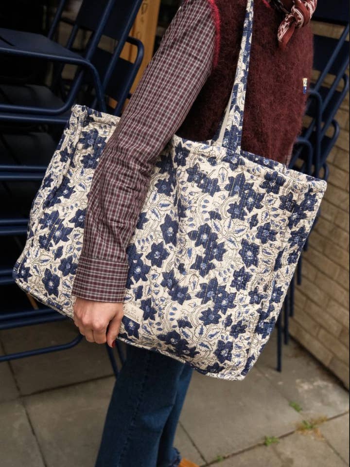 Blue lurex tote bag for wholesale by SO FAMILY