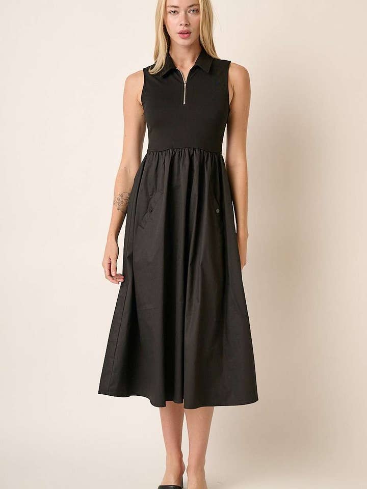 mittoshop – wholesale Klänning - Dam – MIX MEDIA DRAGKEDJA ÄRMLÖS MIDIKLÄNNING1