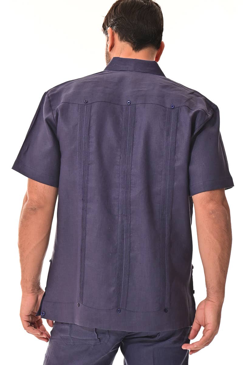 Azucar & Bohio - Wholesale Button Down Shirt - Men's - Men's Guayabera S/S Shirt 100% Linen Traditional-A-LS3999