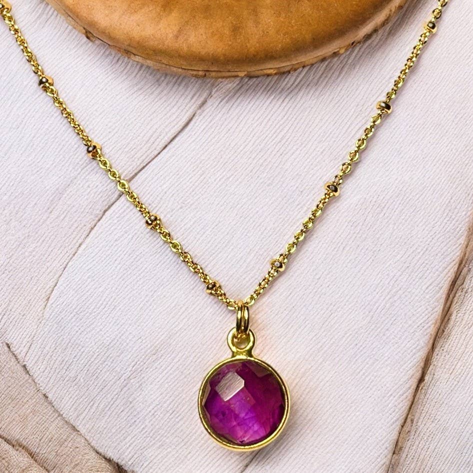TOURMALYN - Wholesale Pendant/Charm Necklace - Gold plated amethyst pendant15