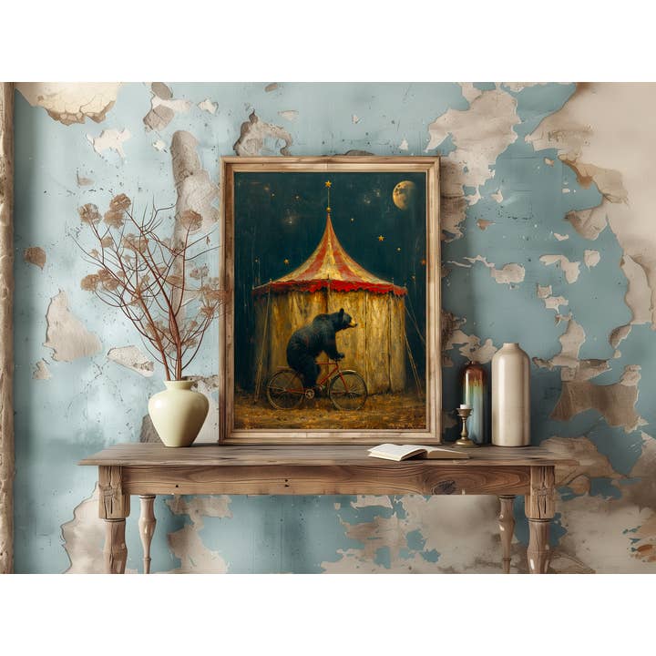 Salty Alyce – wholesale Art print – Circus Bear On Bicycle Wall Decor 118AS6