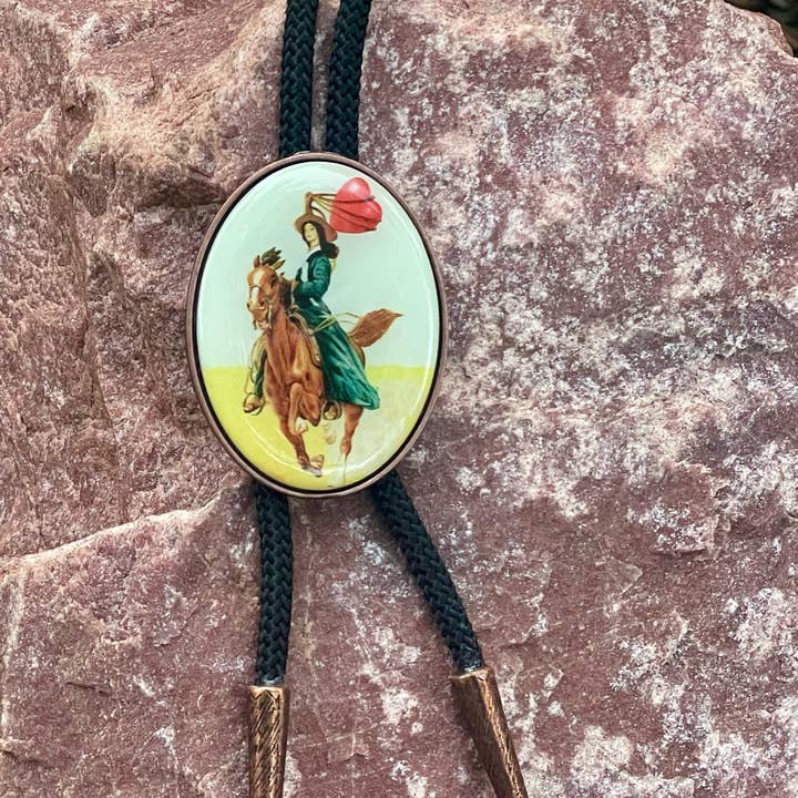 Cowgirl Bolo Tie with Copper Tips, made in USA, sold by each for wholesale by HHH Designs