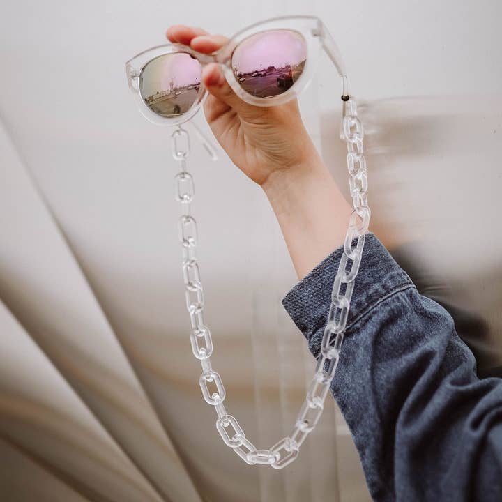 Acrylic Sunglass Chain Clear for wholesale by FashionMeme LLC