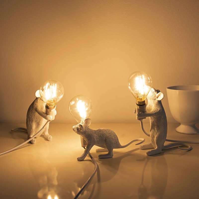 huemabe (All Import Duties Covered) – wholesale Night light – White Mouse Resin Night Light | Creative Lamp4