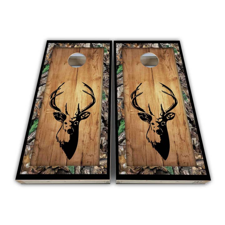 Deer Silhouette Buck Deer Camo Cornhole Wraps - Cornhole Wraps - Cornhole Skins - Vinyl Wrap - Laminated Set for wholesale by Cornhole Stop, LLC