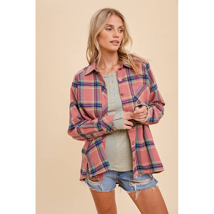 Apolline - Wholesale Button Down Shirt - Women's - OVERSIZED PLAID BUTTON DOWN SHIRT5