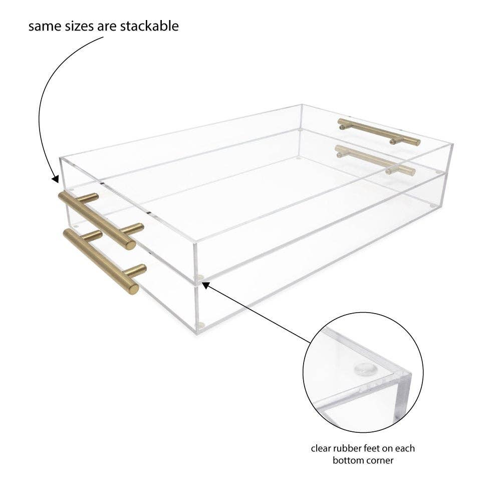 Isaac Jacobs International - Wholesale Serving Tray - Isaac Jacobs Clear Acrylic Serving Tray with Metal Handles6