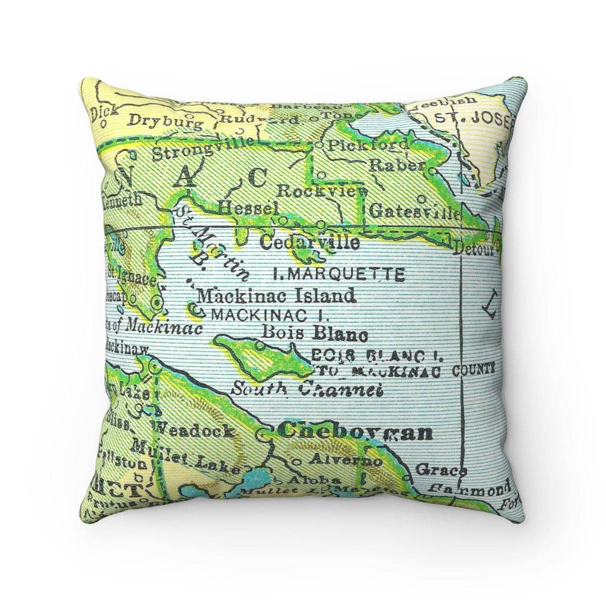 Daisy Mae Designs - Wholesale Throw/Decorative Pillow - Mackinac Island Michigan Map Pillow