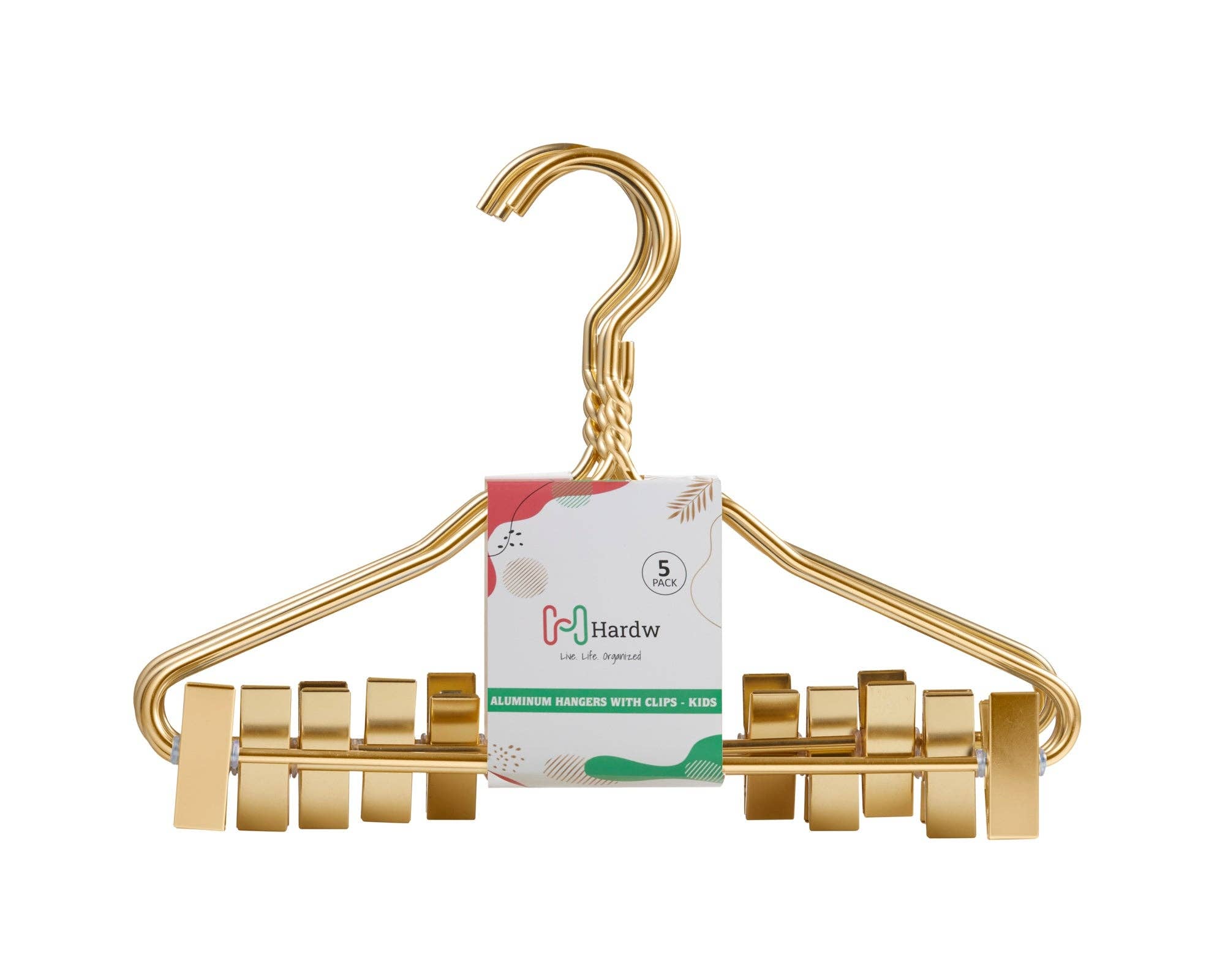 DEILSY - Wholesale Clothes Hangers - Kids Gold Aluminum Hanger W/ Clips (5 Pcs Per Paper Sleeve)7