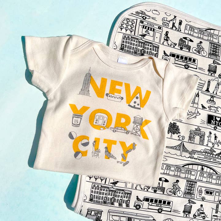 Maptote – Großhandel Body (ohne Füße) – Baby – New York City Schrift einteilig2