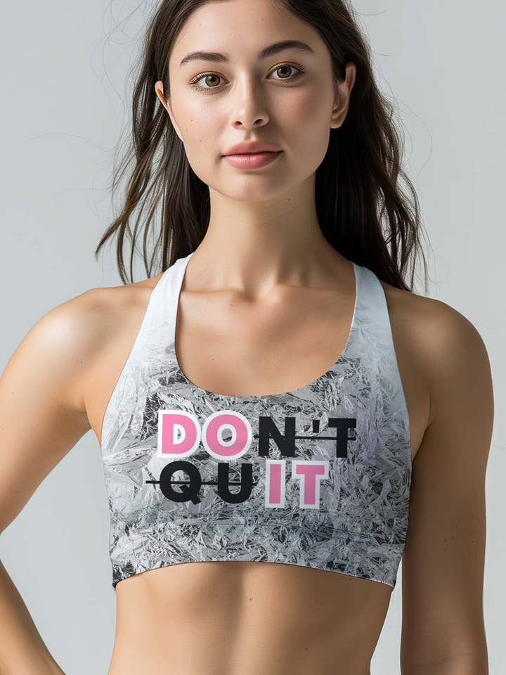 Don't Quit Stella White Black Seamless Racerback Sports Bra - Women for wholesale by Pineapple Clothing