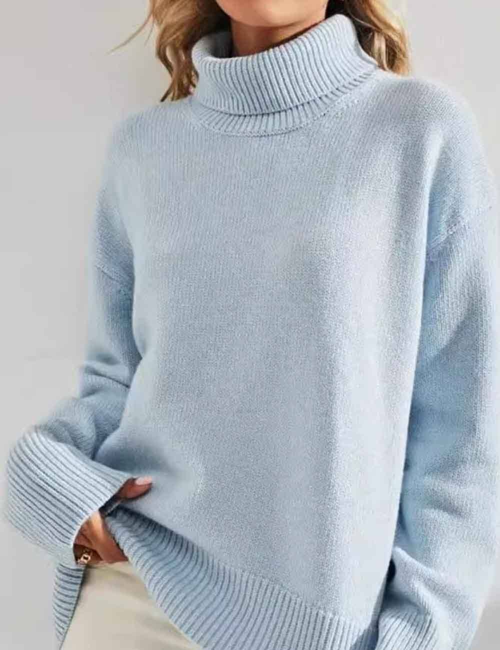 Sweetkama - Wholesale Knit Sweater - Women's - Ladies Solid Color Turthleneck Long Sleeves Knit Sweater