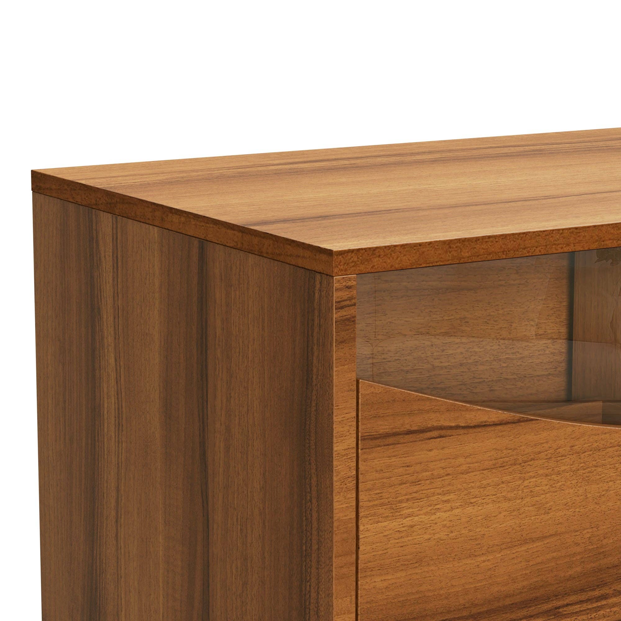 Urban Meuble - Wholesale Console Table - Retro walnut-effect TV stand with LED lighting and gold metal legs PROKARYOT15