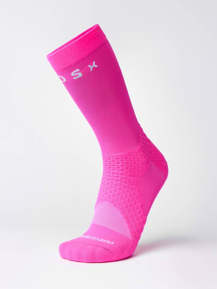 Calze a Compressione Crew ad Alte Prestazioni BIOSx Elite - Rosa Neon per la vendita all'ingrosso da parte di BIOSx