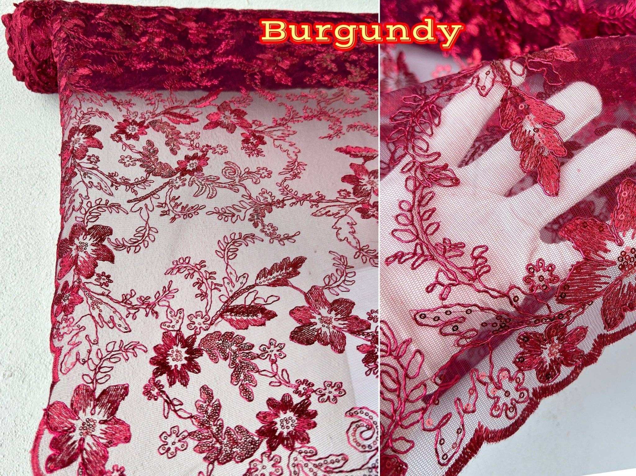 GalaTextile - Wholesale Fabric - Floral Embroidered Lace Corded Fabric With Sequins Fabric by the yard Non Stretch Shiny Floral Fabric with Sequins On Lace for Apparel Gowns3