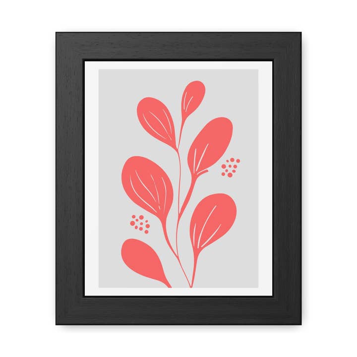Stratica 3 - Modern Framed Floral Poster - Coral Leaf Design for Home Décor for wholesale by Donkey Laserbeam