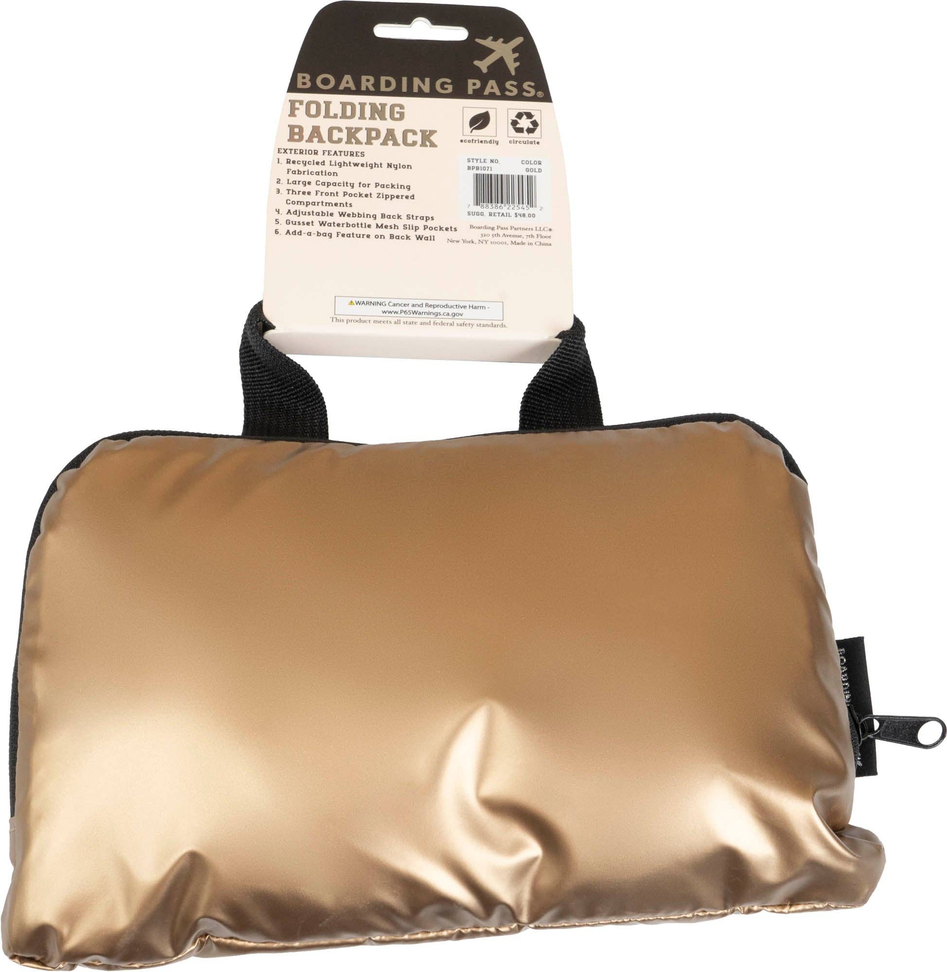 Magid - Wholesale Backpack - Unisex - Boarding Pass Recycled Metallic Foldable & Packable Pouch Multi Compartment Backpack6