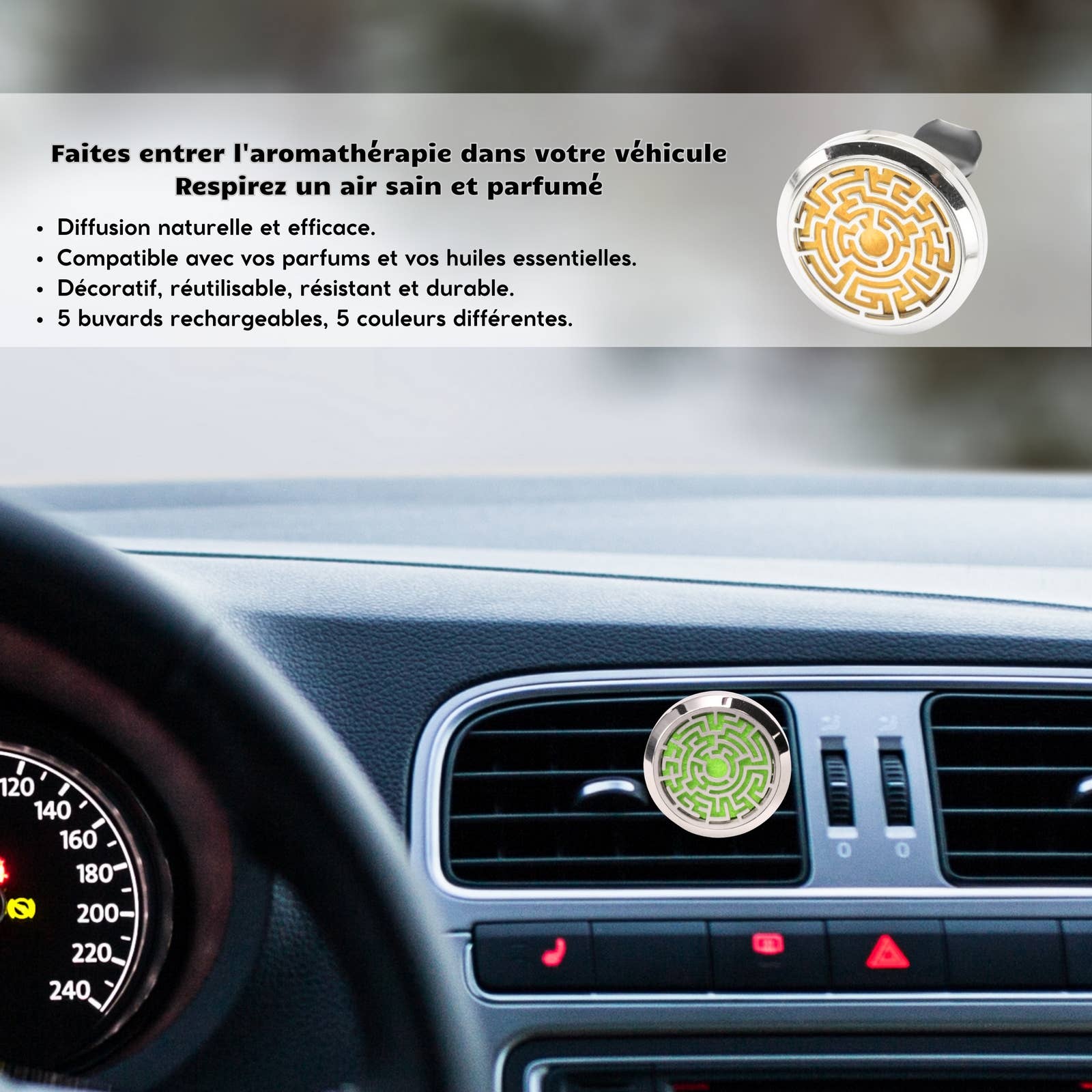 Zen'Arôme – wholesale Car Freshener - Unisex – Car Fragrance Diffuser Clip'Aroma - Labyrinth2