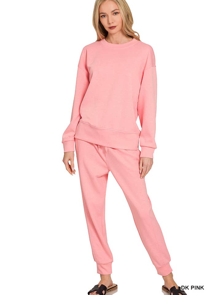 42POPS - Wholesale Lounge Set - Women's - ',._ Scuba Crewneck Pullover & Joggers 2 PC Set SI-2691013