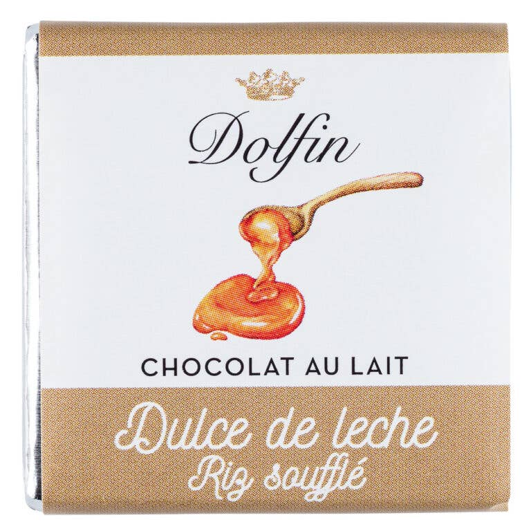 Dolfin – Engroshandel Chokoladeæsk – Neapolitains i løsvægt - Mælk & Dulce de Leche med puffet ris1