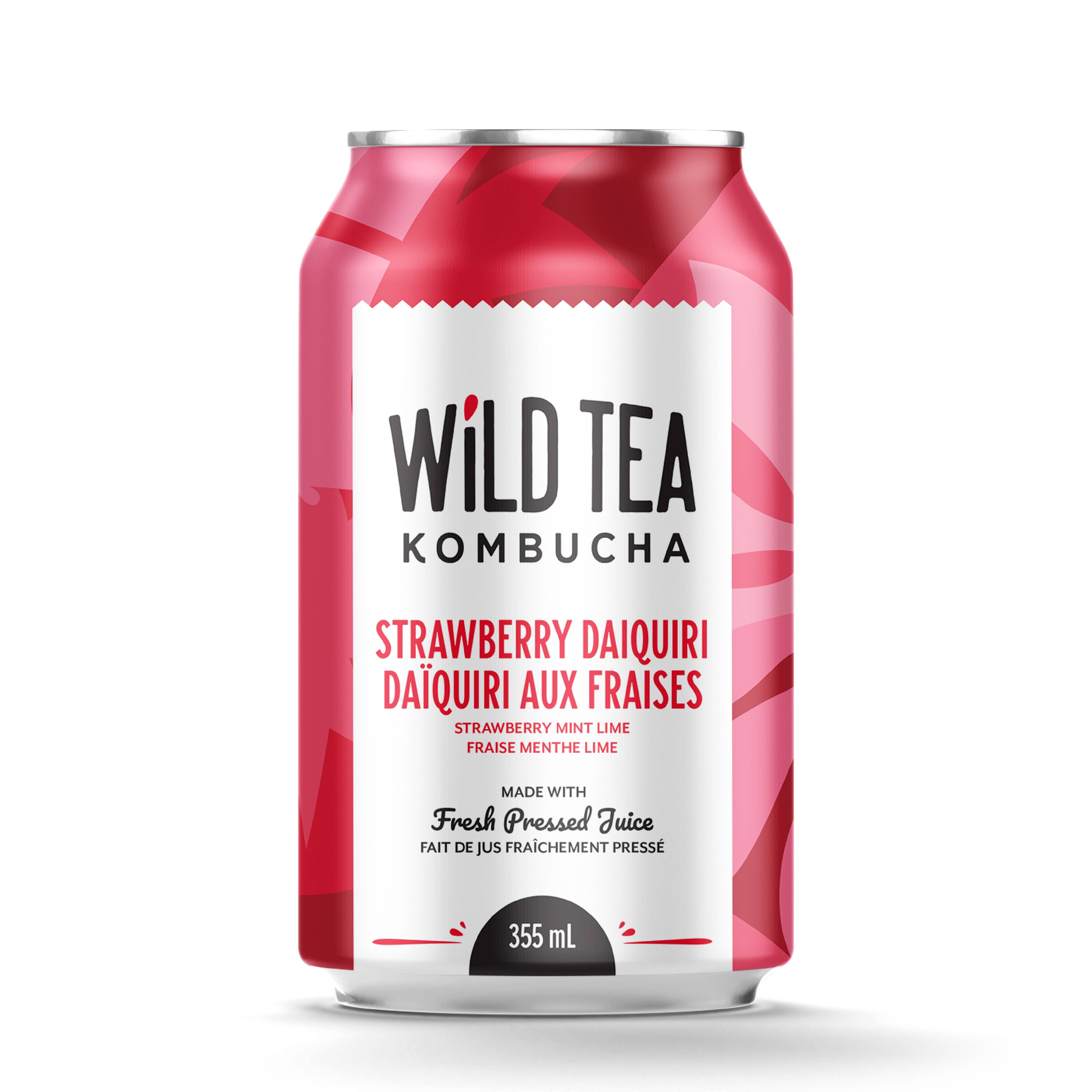 355 ml Strawberry Daiquiri Kombucha for wholesale by Wild Tea Kombucha