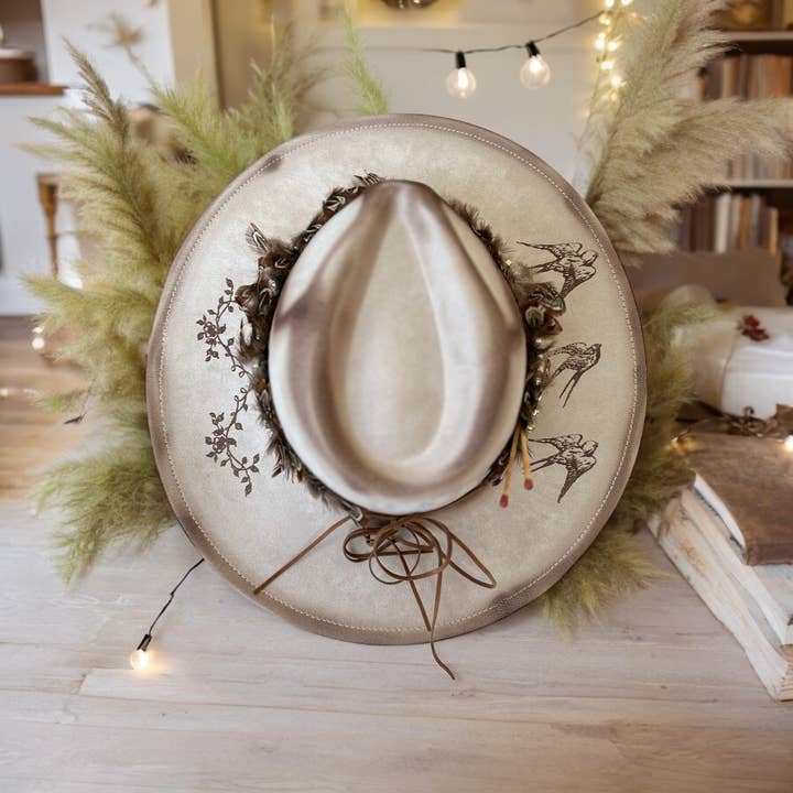 Wild Indigo - Wholesale Cowboy Hat - Women's - In Flight Burnt Hat Birds Western Cowboy AutumnÂ