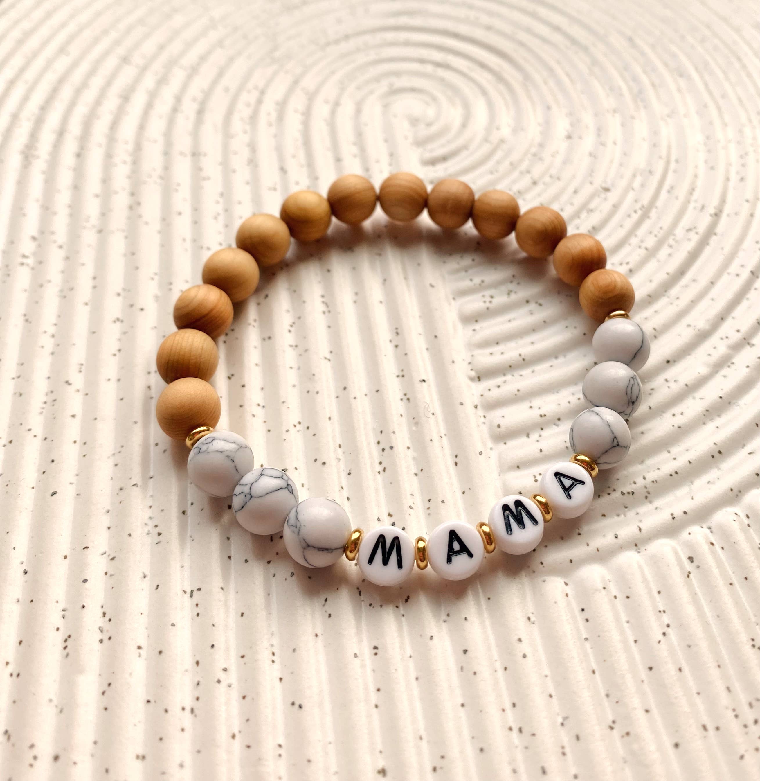 Saige Collective - Wholesale Beaded Bracelet - MAMA - genuine gemstone word bracelet1