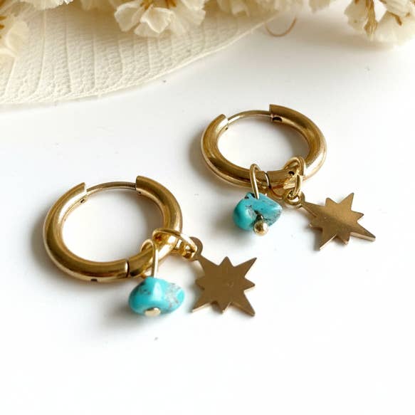 Pendientes de piedra turquesa para venta al por mayor de Produtos Namasté