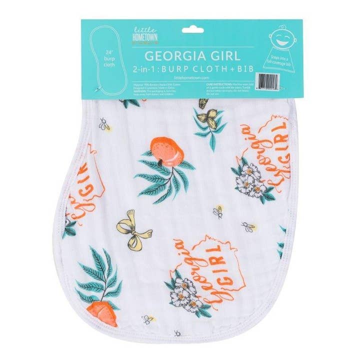 Baby Burp Cloth & Bib Combo: Georgia Girl for wholesale by Little Hometown